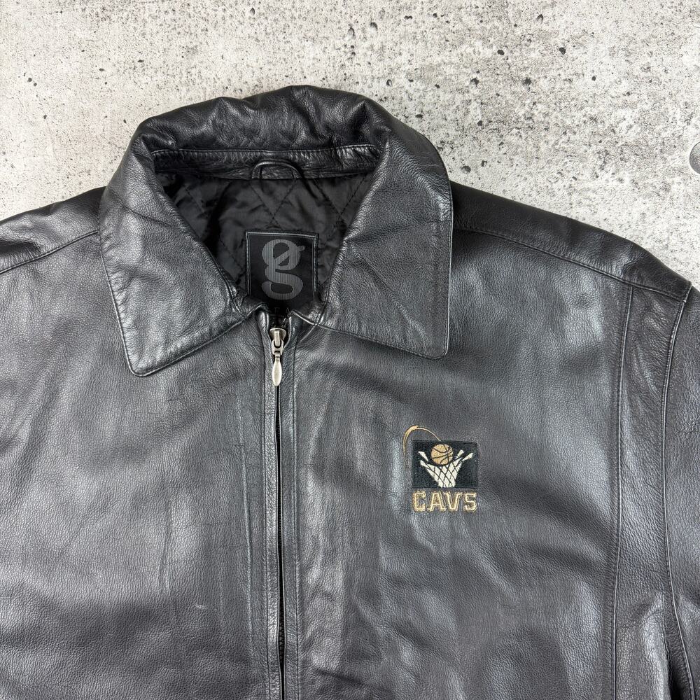 Vintage Cleveland Cavs Leather Jacket Size XL 90s NBA